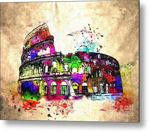 Colosseo Grunge Metal Print featuring the mixed media Colosseo Grunge by Daniel Janda