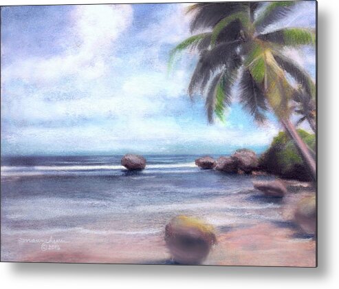 Tropical Metal Print featuring the pastel Come with me to our paradise getaway by Melissa Herrin