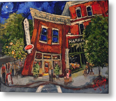 Cityscape Metal Print featuring the painting Commerce Kitchen Huntsville Alabama by Carole Foret