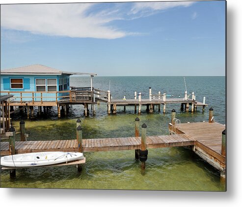 Florida Metal Print featuring the photograph Conch Key Blue Cottage by Ginger Wakem