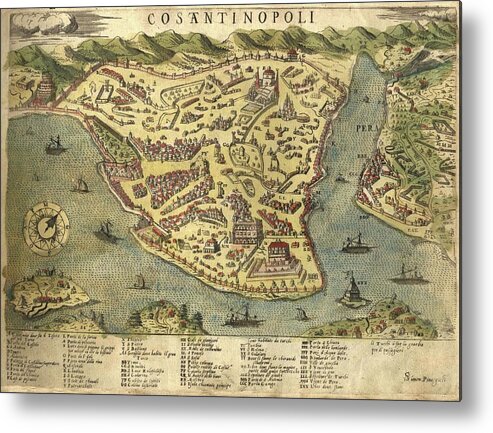 Constantinople Old Cartographic Maps Antique Map Of Constantinople Istanbul Turkey Metal Print By Studio Grafiikka