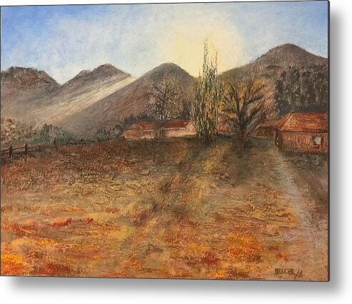 Landscape Metal Print featuring the pastel Country Sunset by Norma Duch