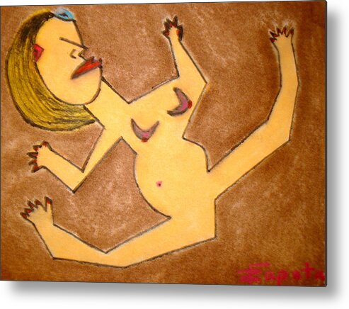 Potrait Metal Print featuring the pastel Dancing Nude F-3 by Felix Zapata
