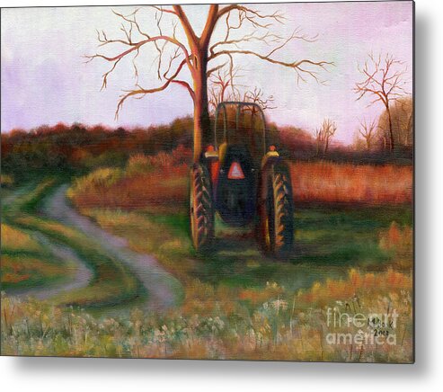Landscape Metal Print featuring the painting Day Is Done by Marlene Book