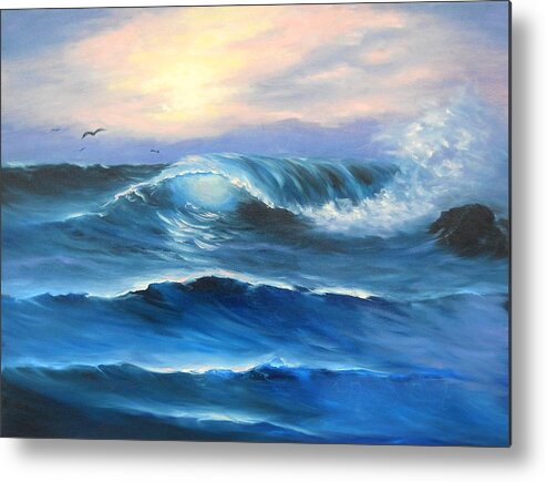  Metal Print featuring the painting Daybreak at Sea by Natascha de la Court