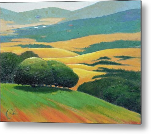 Rolling Hills Metal Print featuring the painting Ddark Trees by Gary Coleman