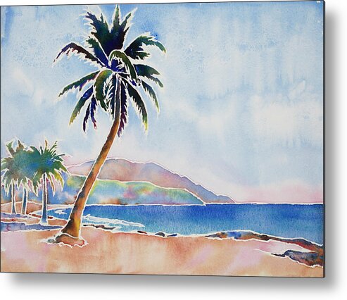 Palm Tree Metal Print featuring the painting Decompress by Mary Giacomini