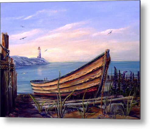 Landscape Metal Print featuring the painting Dory At Rest by Wayne Enslow