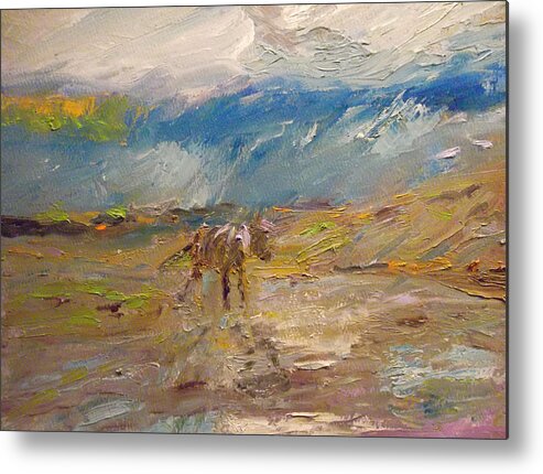 Rain Metal Print featuring the painting Drenched by Susan Esbensen