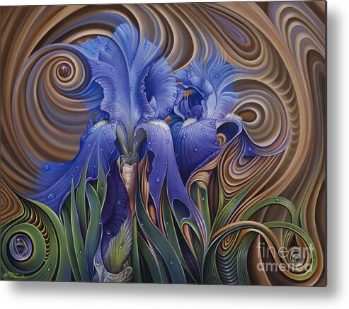 Flower Metal Print featuring the painting Dynamic Iris by Ricardo Chavez-Mendez