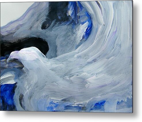 Abstract Metal Print featuring the painting Eagle Riding on Waves by Judith Redman