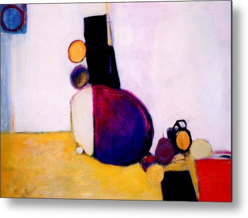 Abstract Metal Print featuring the painting Early Blob Having A Ball by Marlene Burns
