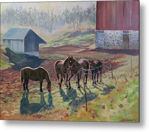 Early December Metal Print featuring the painting Early December at the Farm by David Gilmore