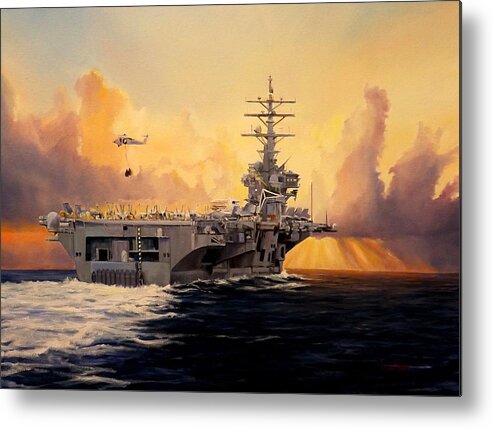 Aircraft Carrier Metal Print featuring the painting Early Morning Delivery by Barry BLAKE