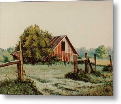 Barn Metal Print featuring the painting Early Morning in East Texas by Randy Welborn