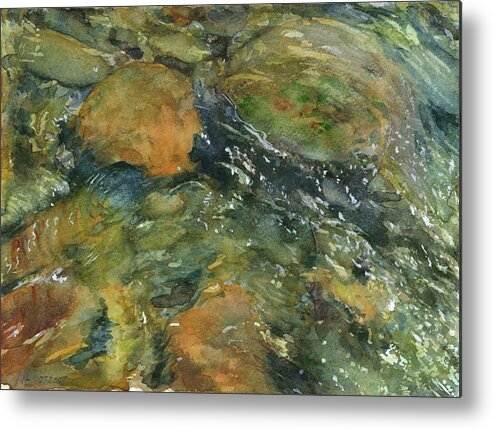 River Rocks Metal Print featuring the painting Elbow River Rocks 1 by Madeleine Arnett