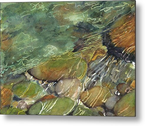 River Rocks Metal Print featuring the painting Elbow River Rocks 3 by Madeleine Arnett