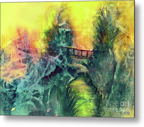 Bridge Metal Print featuring the painting Enchanted Bridge by Allison Ashton