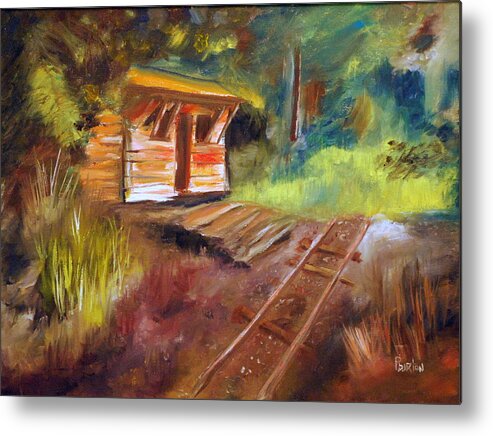 Impressionist Abandoned Rail Line Metal Print featuring the painting End Of The Line by Phil Burton