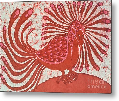  Batik Metal Print featuring the tapestry - textile Energy Bird by Carol Law Conklin