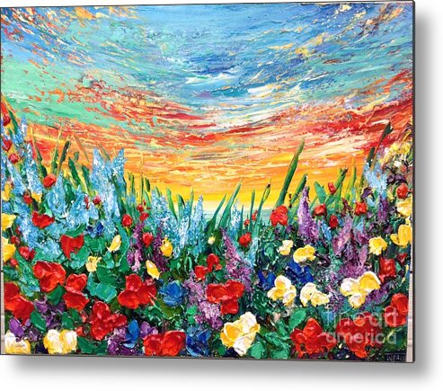 Poppies Metal Print featuring the painting Enjoy It by Teresa Wegrzyn