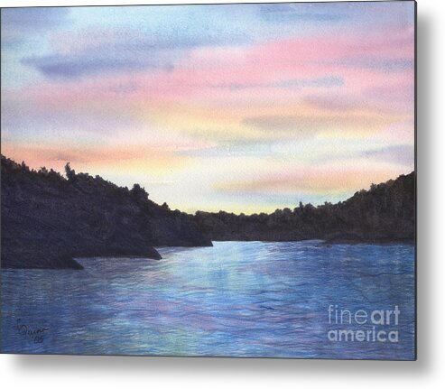 Sunset Metal Print featuring the painting Evening Silhouette by Lynn Quinn