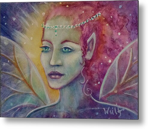 Fairy Metal Print featuring the painting Fairy Fantasy by Bernadette Wulf