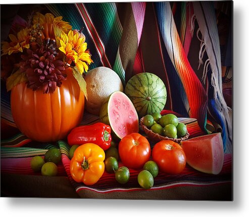 Fall Harvest Metal Print featuring the painting Fall Harvest Still Life by Marilyn Smith