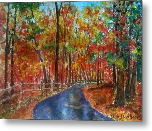Autumn Metal Print featuring the painting Falling Leaves II by Cheryl Wallace