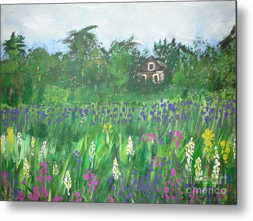 House Metal Print featuring the painting Field of Wildflowers by Jimmy Clark