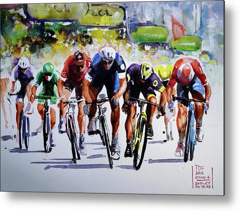 24cm X 32cm Watercolour Metal Print featuring the painting Final Effort Stage 4 by Shirley Peters