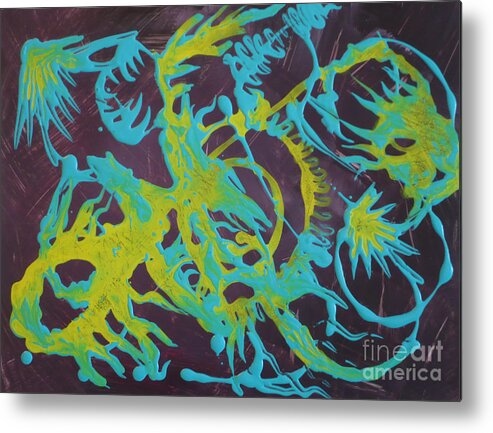 Abstract Metal Print featuring the painting Find A Cure by Monika Shepherdson