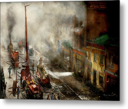 Fireman Metal Print featuring the photograph Fireman - New York NY - Big stink over ink 1915 by Mike Savad