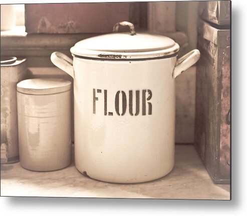 Antique Metal Print featuring the photograph Flour tin by Tom Gowanlock