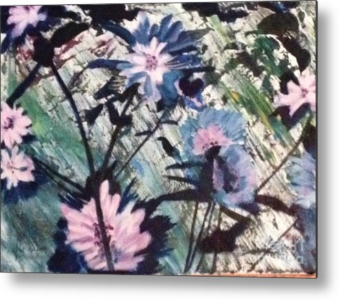 Abstract Flowers Metal Print featuring the painting Flower Design by Hal Newhouser