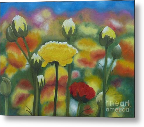  Metal Print featuring the painting Flower Focus by Barrie Stark