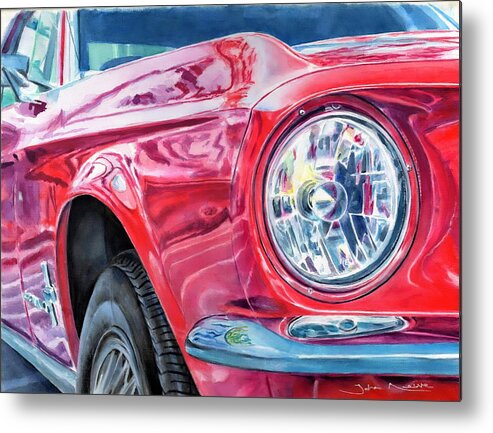 Ford Metal Print featuring the painting Ford Mustang by John Neeve
