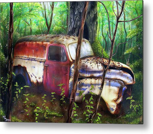 1949 Chevy Metal Print featuring the painting Forgotten by Bryon Lucas