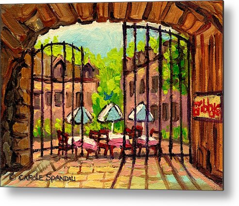 Gibbys Metal Print featuring the painting Gibbys Restaurant In Old Montreal by Carole Spandau