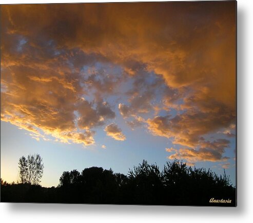 Landscape Metal Print featuring the photograph Gilded Cloud Bellies Above the Western Skyline by Anastasia Savage Ealy