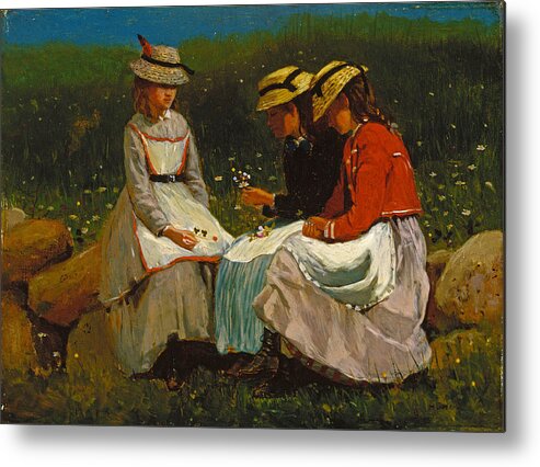 Winslow Homer Metal Print featuring the painting Girls in a Landscape by Winslow Homer