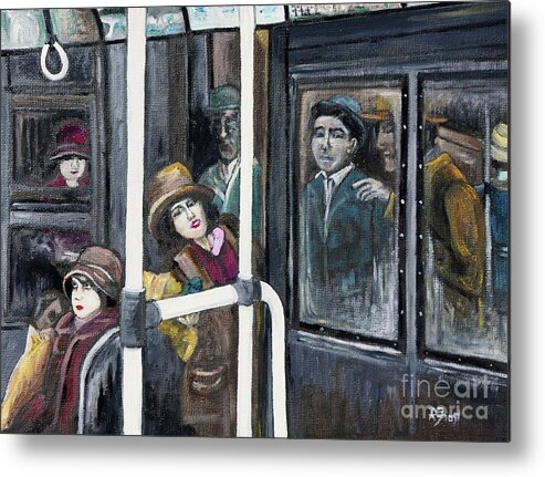 Gloria Swanson Metal Print featuring the painting Gloria Swanson in Subway Scene From Manhandled by Reb Frost
