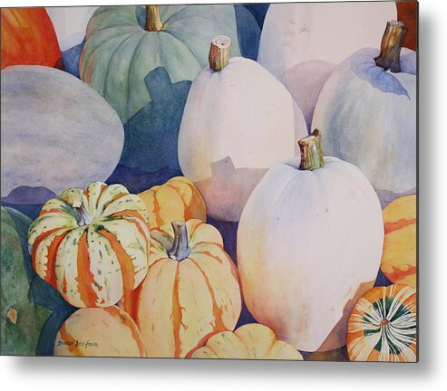 Still Life Metal Print featuring the painting Glorious Gourds by Brenda Beck Fisher