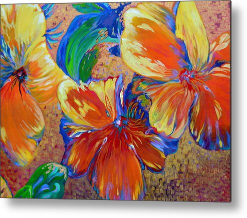 Flowers Metal Print featuring the painting Golden Boiled Flowers by Gregory Merlin Brown