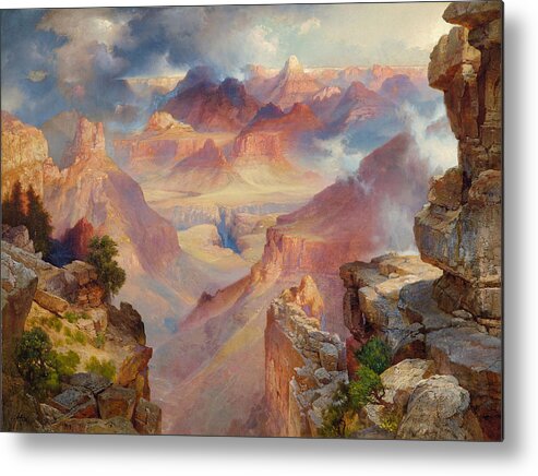 Thomas Moran Metal Print featuring the painting Grand Canyon of Arizona at Sunset by Thomas Moran