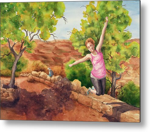 Southwest Metal Print featuring the painting Grand Leap by Johanna Axelrod