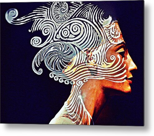 Perfection Facial Metal Print featuring the digital art Graphism For Nefertiti by Paulo Zerbato