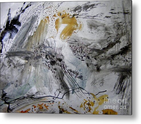 Abstract Gray And Gold Painting Metal Print featuring the painting Gray and Gold by Nancy Kane Chapman