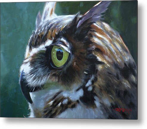 Acrylic Metal Print featuring the painting Great Horned Owl by Christopher Reid