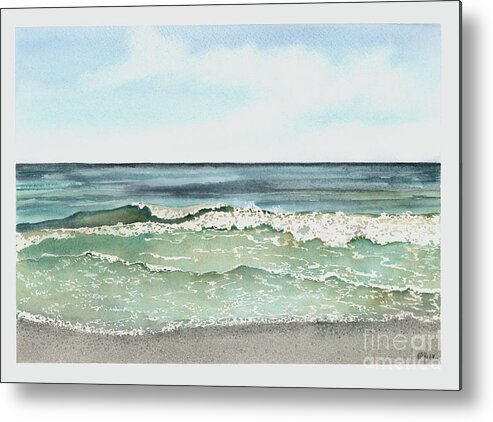 Beach Metal Print featuring the painting Green Sea by Hilda Wagner
